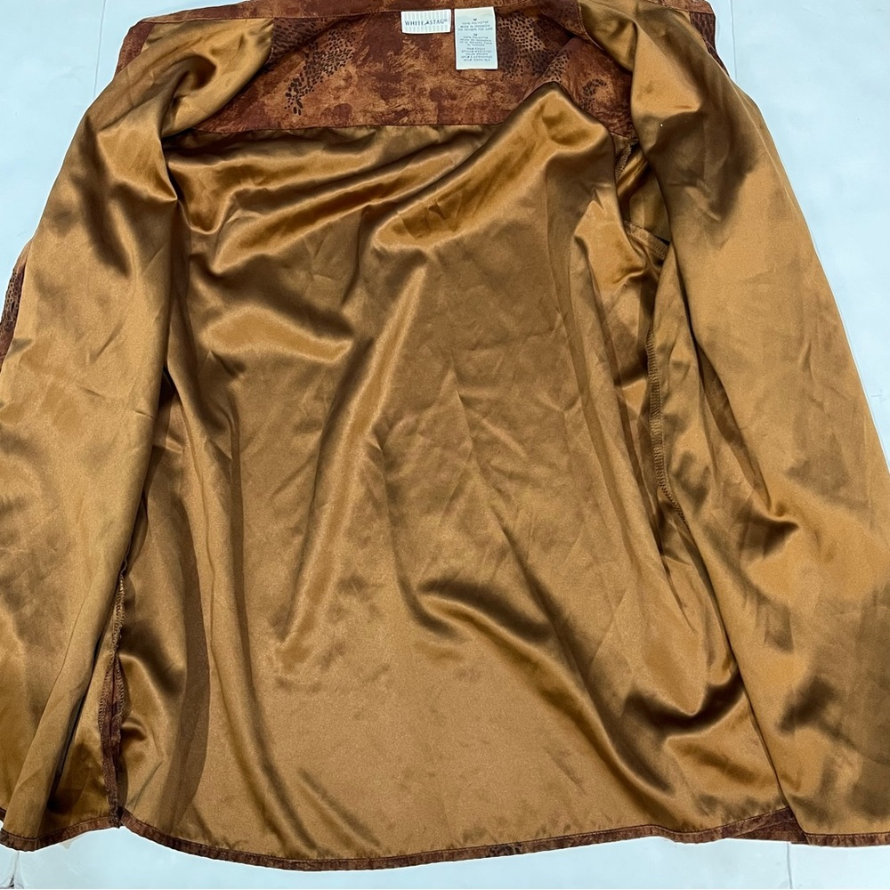White Stag Brown Animal Cheetah Leopard Print Button Up Shirt Women Medium - Picture 16 of 16
